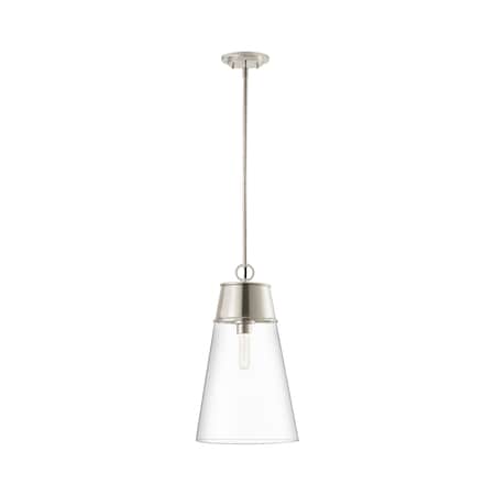 Z-Lite Wentworth 1 Light Pendant, Polished Nickel & Clear 2300P12-PN